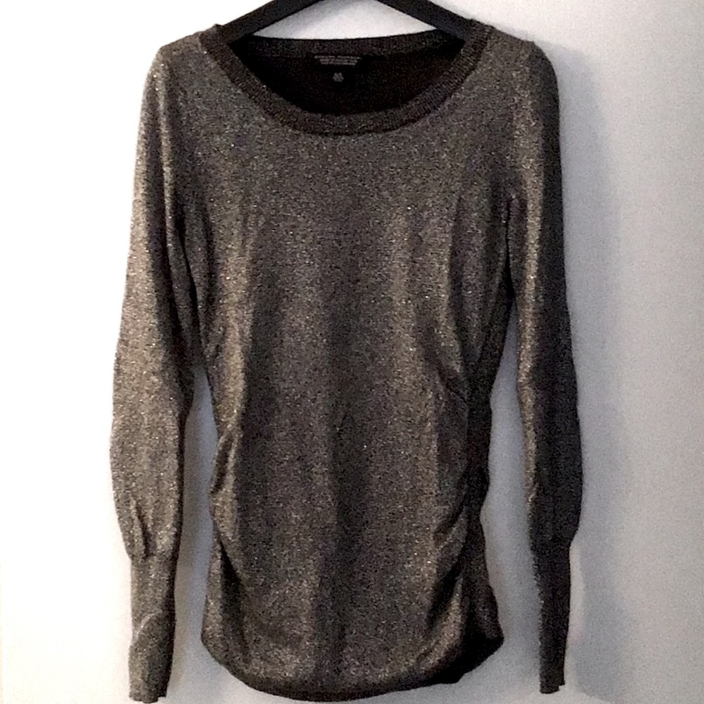 BANANA REPUBLIC Dark Grey Metallic Crew Scoop Neck Sweater - Small